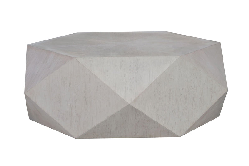 Wood Hexagon Distressed Block Coffee Table - Gray