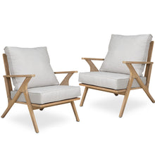 Load image into Gallery viewer, 2 Pieces Patio Furniture Chairs, Set of 2 Outdoor Acacia Wood Sofa Set with Soft Seat for Garden, Backyard, Poolside, Bistro and Deck
