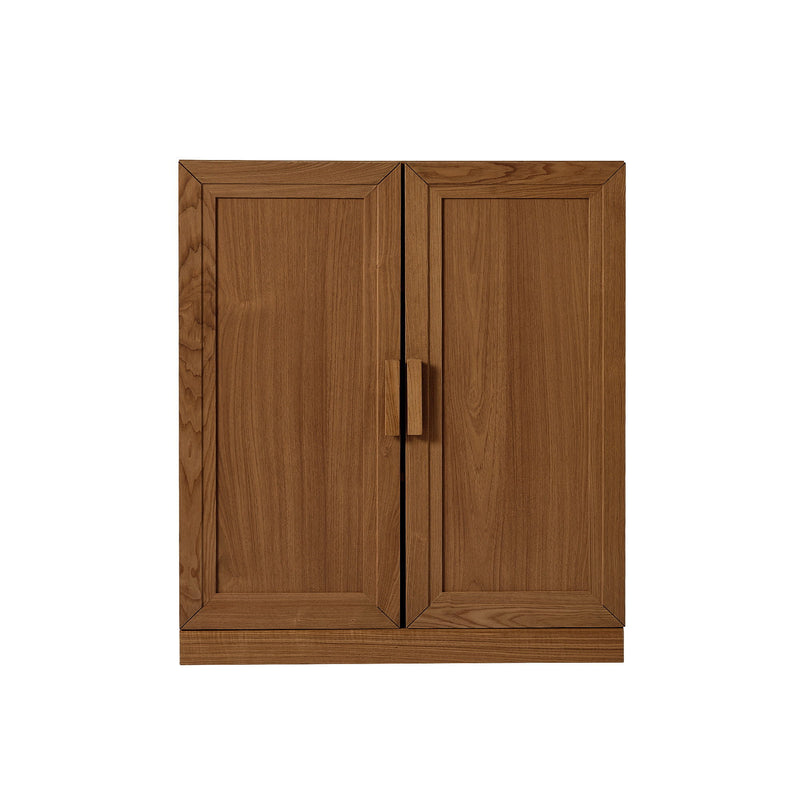 Wood Corner Accent Cabinet With Two Doors - Walnut
