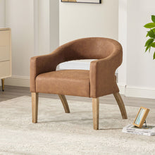 Load image into Gallery viewer, Upholstered Open Back Armchair With Weathered Rubberwood Legs
