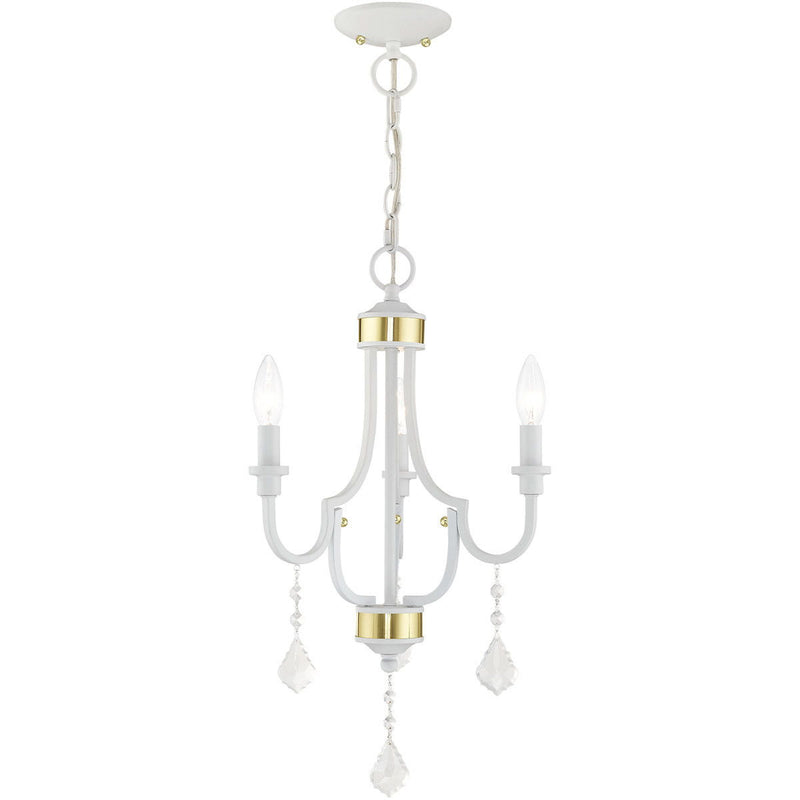 22" Three Light Dimmable Chandelier With Shades - White
