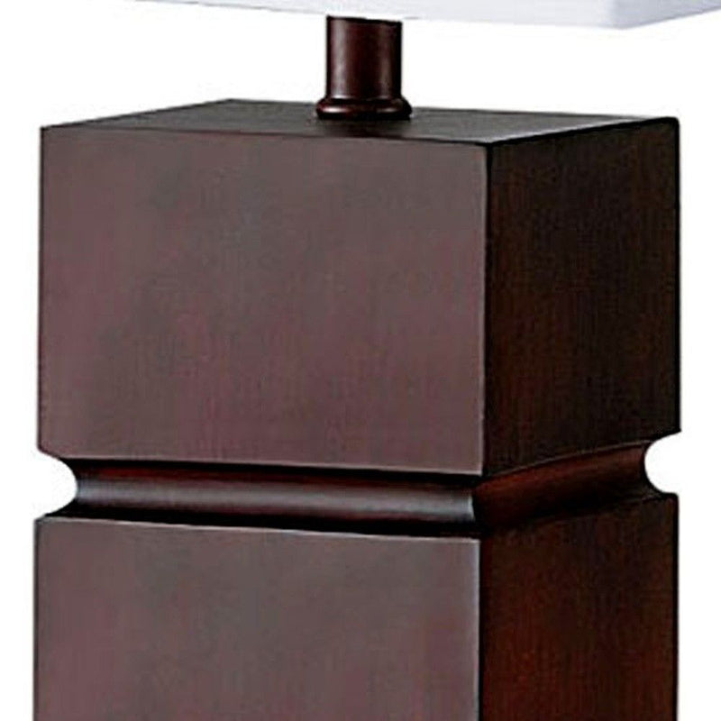 27" Bedside Table Lamp With White Shade - Brown