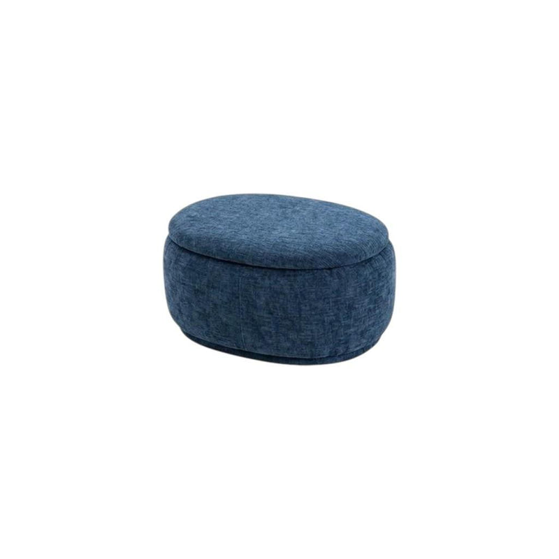 Chenille Round Ottoman With Storage (Set of 2) - Blue