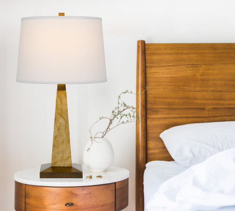 Table Lamp With Off-White Empire Shade - Brown