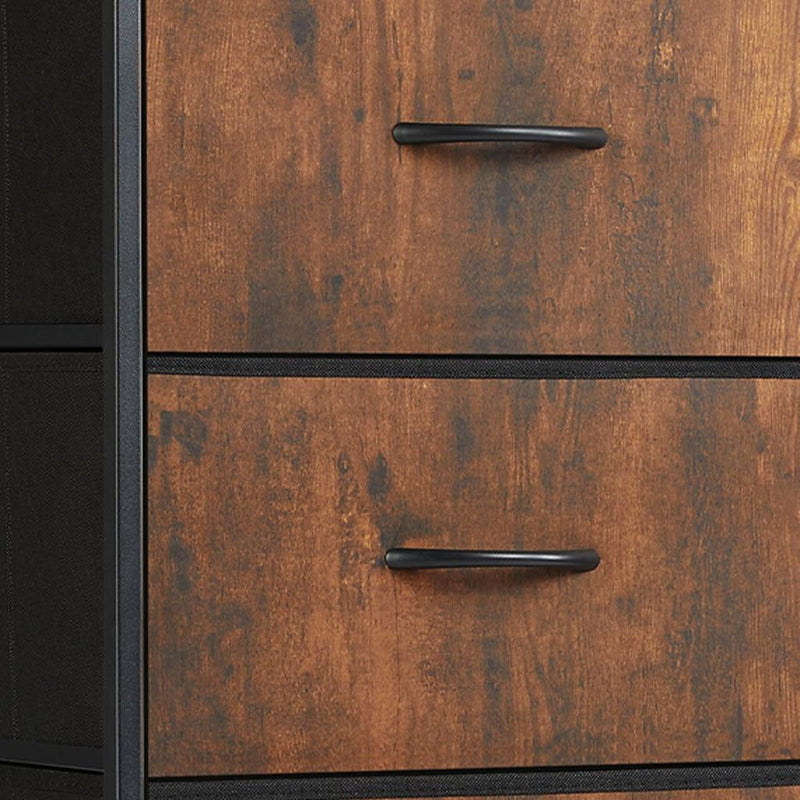 Fabric Metal And Wood Four Drawer Dresser - Black / Brown