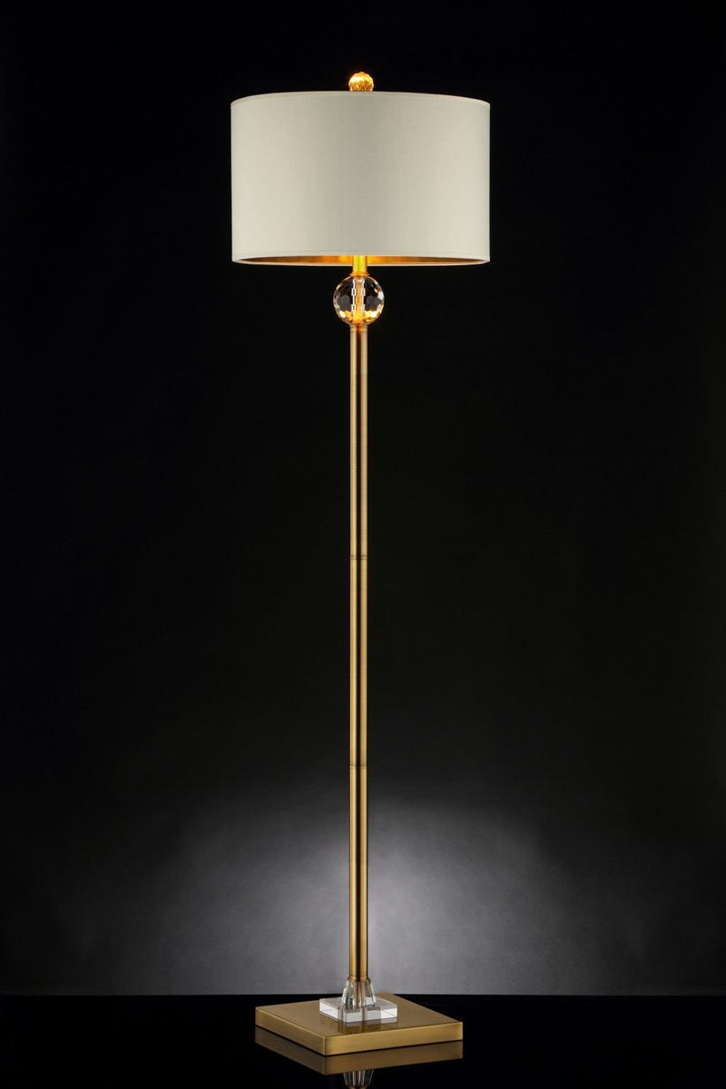63" Column Floor Lamp With Off-White Drum Shade - Gold