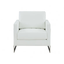 Load image into Gallery viewer, Faux Leather Arm Chair - White And Silver
