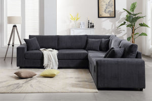 Oversized  Length117.2''*Width 117.2'' Modular Sectional Sofa Couches Set ,Corduroy Upholstered Deep Seat Comfy Sofa For Living Room,Dark Gray