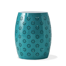 Load image into Gallery viewer, Pastrana - Metal Side Table With Lace Cut Design And Rust Resistant - Teal
