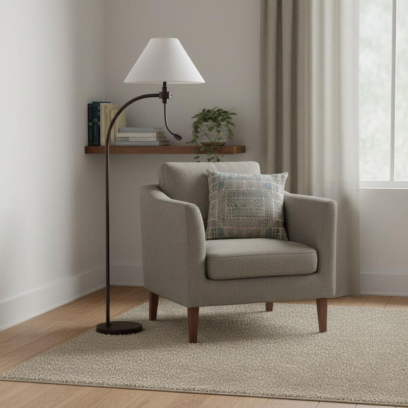 68" Metal Reading Floor Lamp With Gray Fabric Empire Shade - Rust