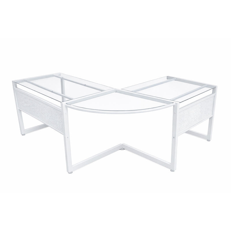 Corner Computer Desk - Clear / White