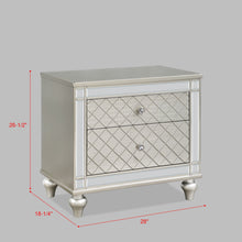 Load image into Gallery viewer, 2 Drawer Nightstand With Diamond Patterned Fronts - Silver
