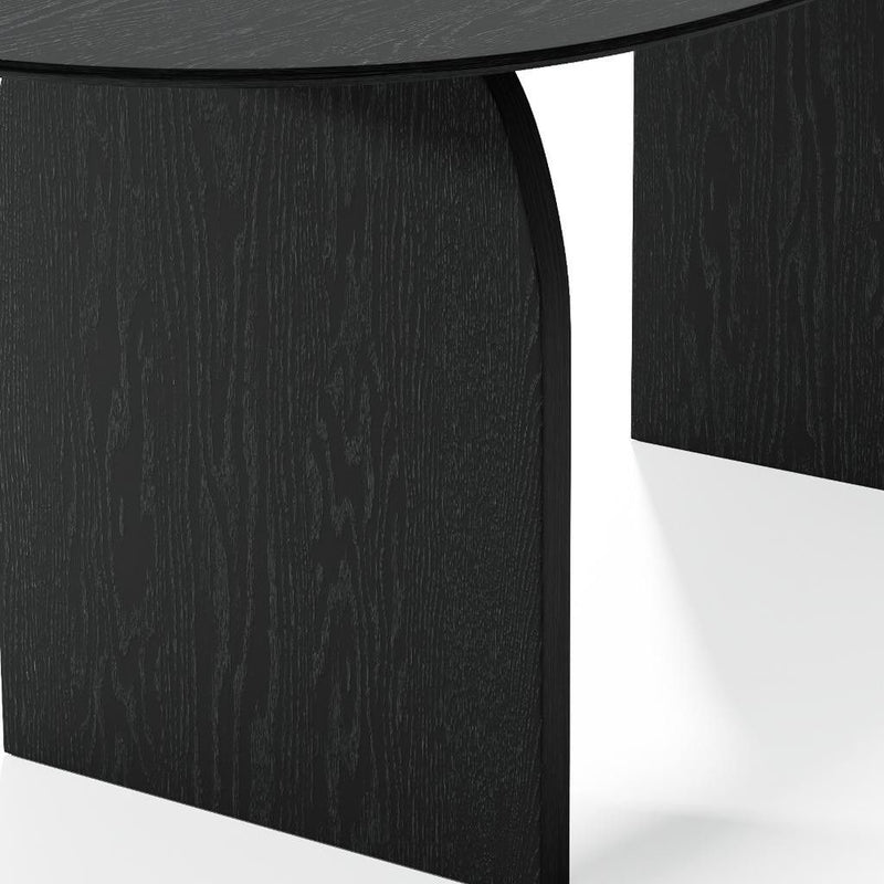67" Solid Wood Mirrored Double Pedestal Base Oval Dining Table - Black