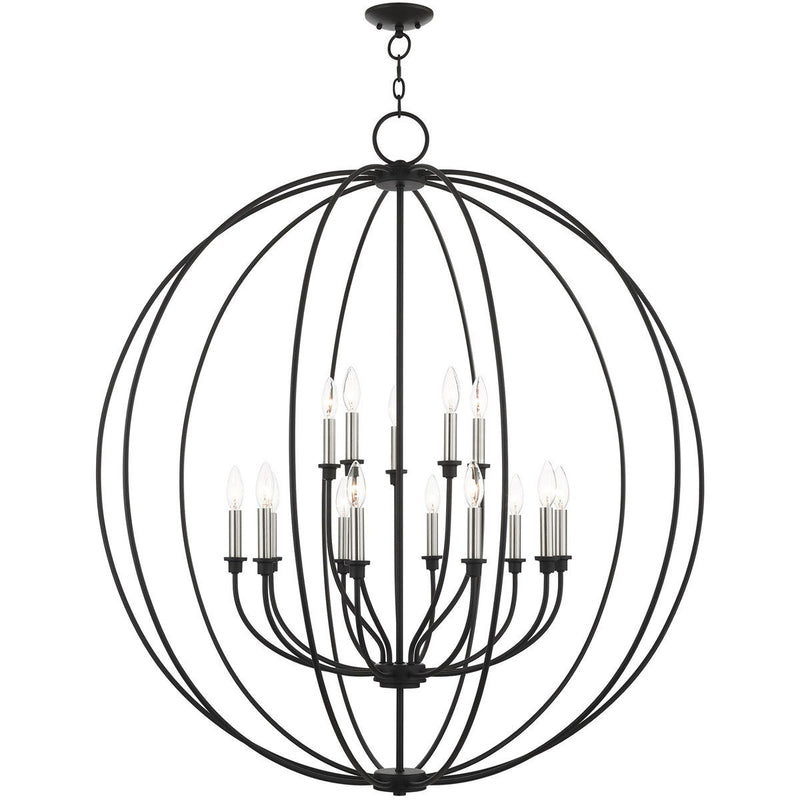 48" Multi Light Dimmable Chandelier With Shades - Black