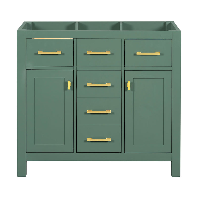 Freestanding Bathroom Vanity With 4 Drawers & 2 Cabinets - Green