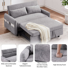 Load image into Gallery viewer, Pull Out Sleep Sofa Bed Loveseats Sofa Couch With Adjsutable Backrest, Storage Pockets, 2 Soft Pillows, USB Ports For Living Room, Bedroom, Apartment, Office
