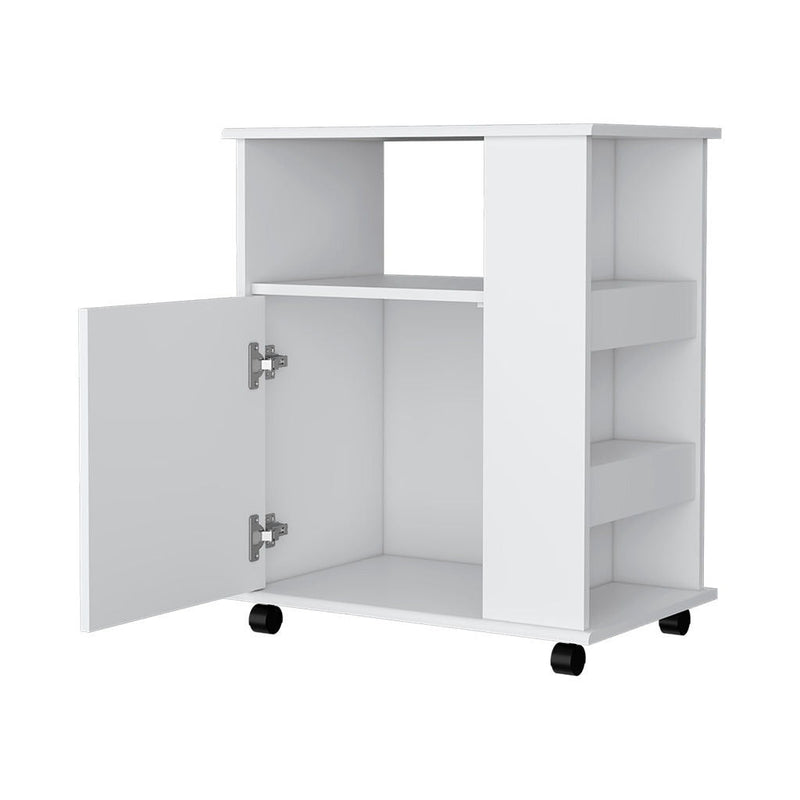 Wood Accent Cabinet With Single Door - White