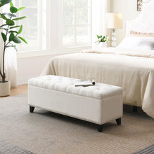 Load image into Gallery viewer, Button-Tufted Storage Ottoman With Safety Close Hinge
