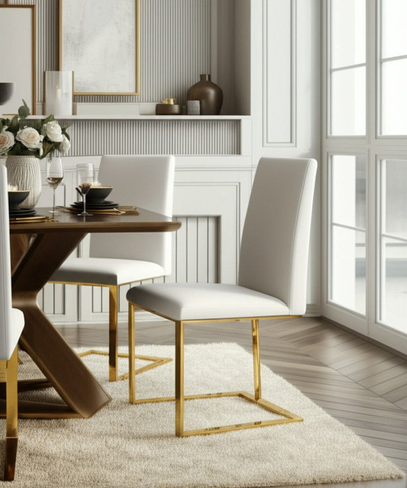 Upholstered Faux Leather Dining Room Side Chair - White