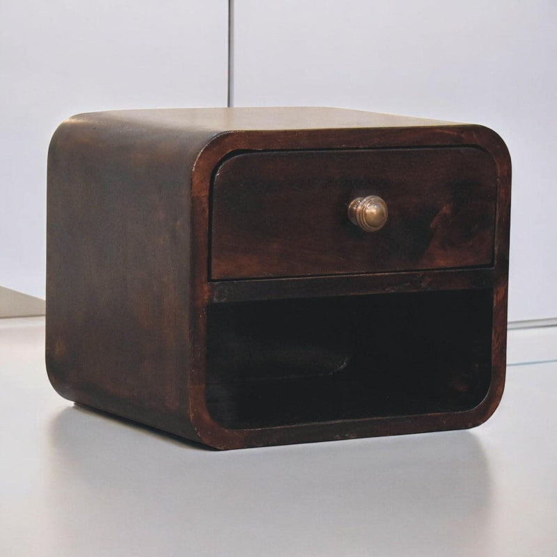 Solid Wood One Drawer Floating Nightstand - Walnut