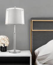 Load image into Gallery viewer, Metal Table Lamp With White Empire Shade - Silver
