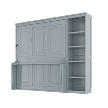 Load image into Gallery viewer, Sturdy Murphy Bed With Desk And Bookshelf
