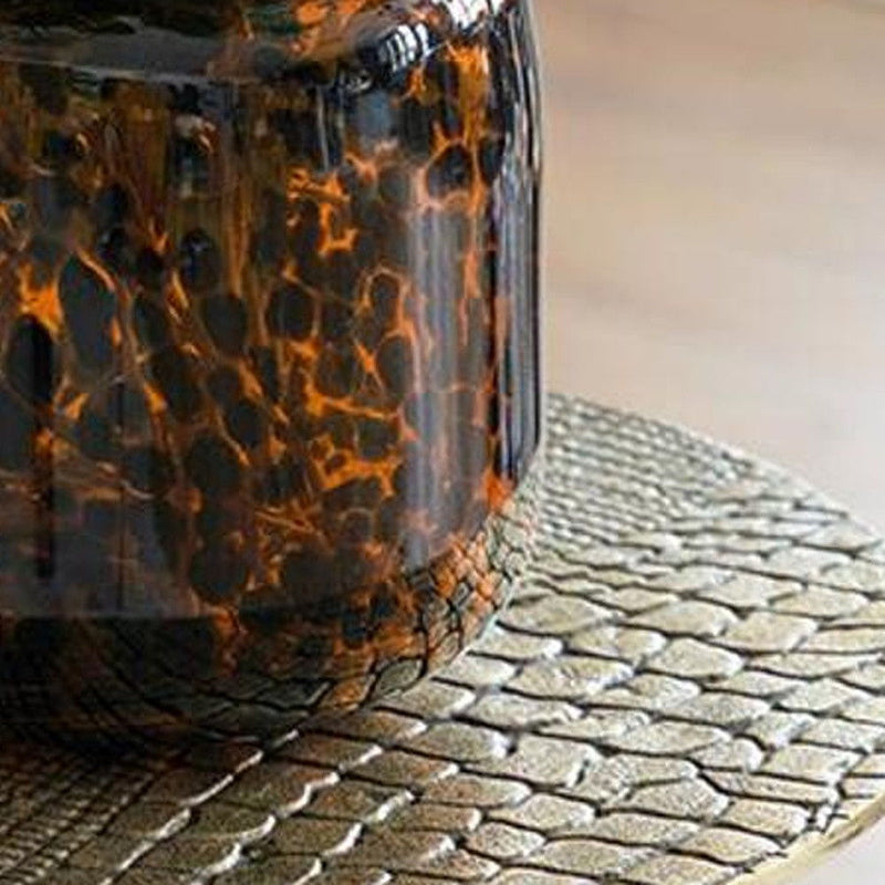 Animal Print Round Table Vase - Amber / Black
