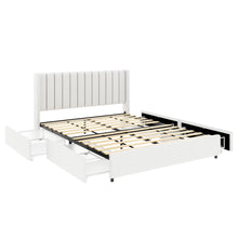 Load image into Gallery viewer, Anda Queen Size Ivory Boucle Upholstered Platform Bed with Patented 4 Drawers Storage, Tufted Headboard, Wooden Slat Mattress Support, No Box Spring Needed.
