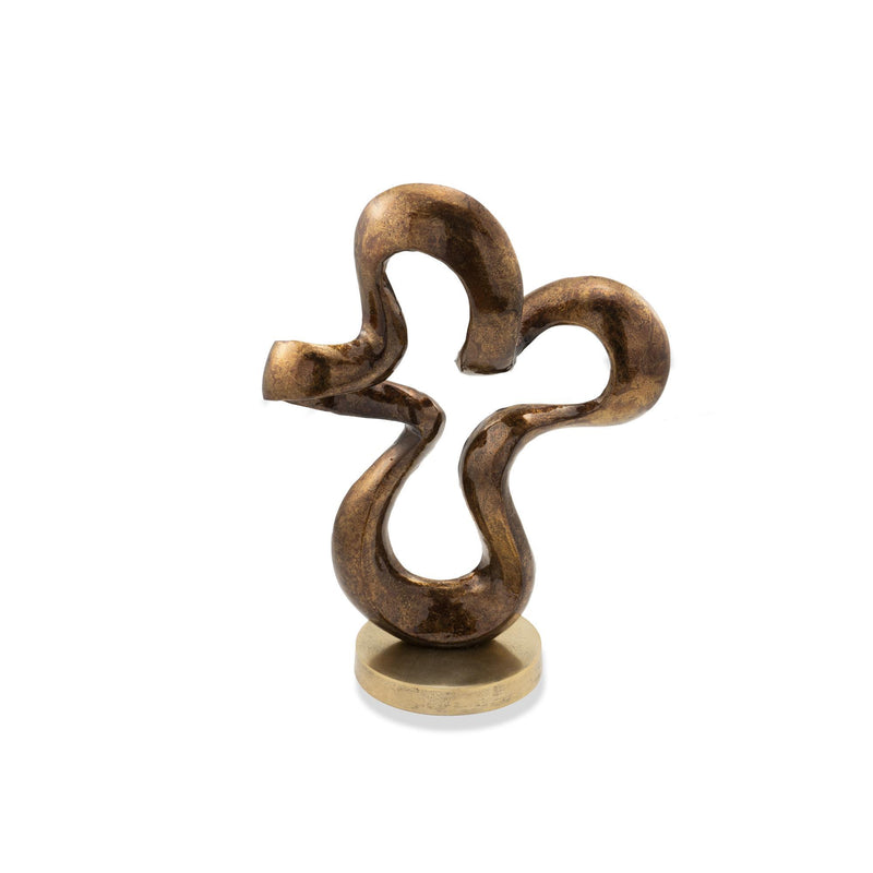 Aluminum Hand Painted Modern Abstract Sculpture - Bronze And Gold