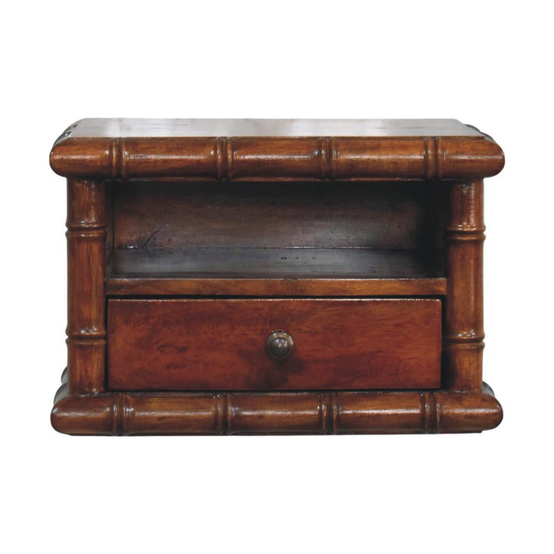 Solid Wood Spindle One Drawer Floating Nightstand - Chestnut