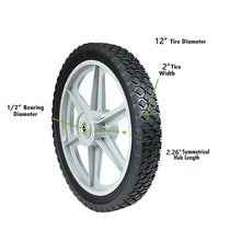 Load image into Gallery viewer, Universal 12" Spoked Plastic Wheel And Tire For Lawn Mowers &amp; Trolley Carts, 10 Pack - Black
