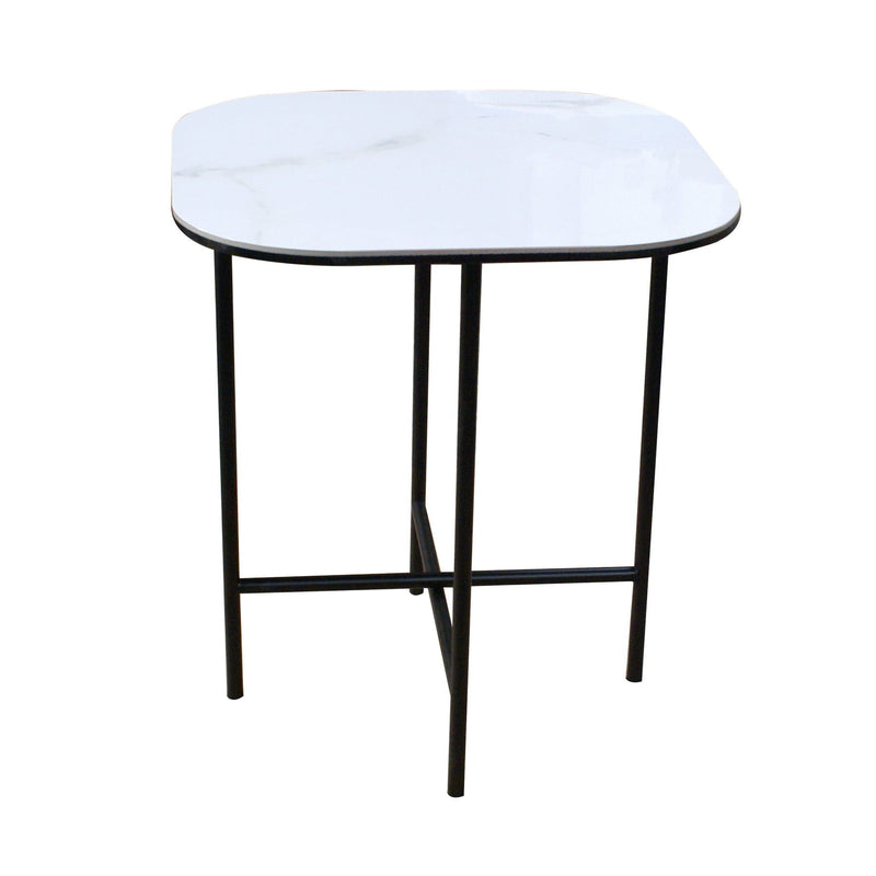 22" Ceramic And Metal Square End Table - White And Black