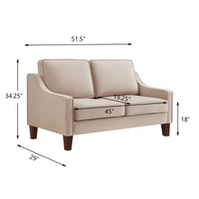 Load image into Gallery viewer, Modern Loveseat sofa for Living Room, Upholstered Velvet Small Couch with Wooden Legs for Livingroom Bedroom, Taupe
