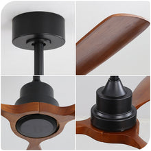 Load image into Gallery viewer, 48" Ceiling Fan Without Light, 3 Solid Wood Blades Outdoor Ceiling Fan 6 - Speed Reversible DC Motor For Living Room - Black
