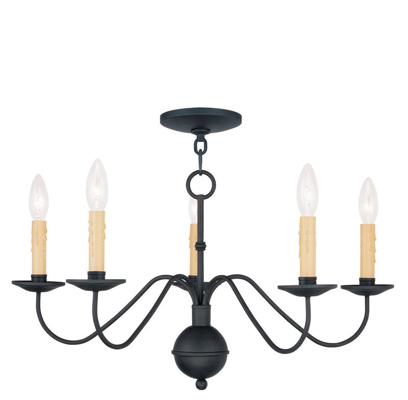 13'' Five Light Dimmable Chandelier With Shades - Black