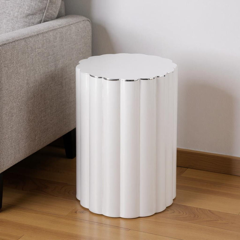 18" Stainless Steel Block End Table - Silver
