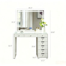 Load image into Gallery viewer, Makeup Vanity Desk With LED Lighted Mirror, 9 Drawers For Bedroom - Gloss White
