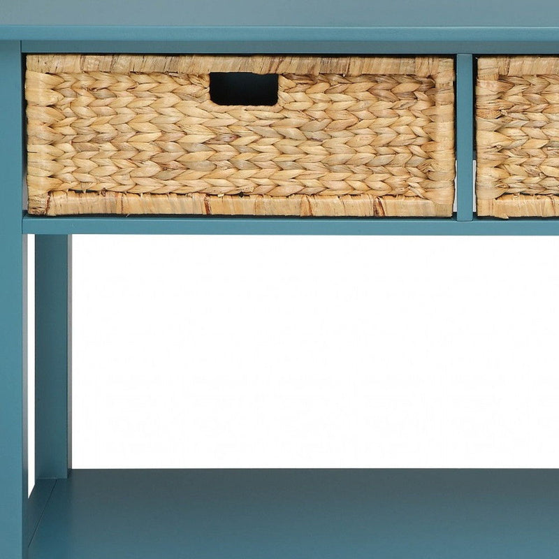 Solid Wood Console Table - Teal Blue