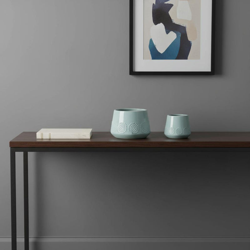 Geometric Round Pot Planters (Set of 2) - Blue