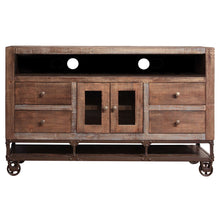 Load image into Gallery viewer, Cabinet Enclosed Storage Distressed, TV Stand - Brown
