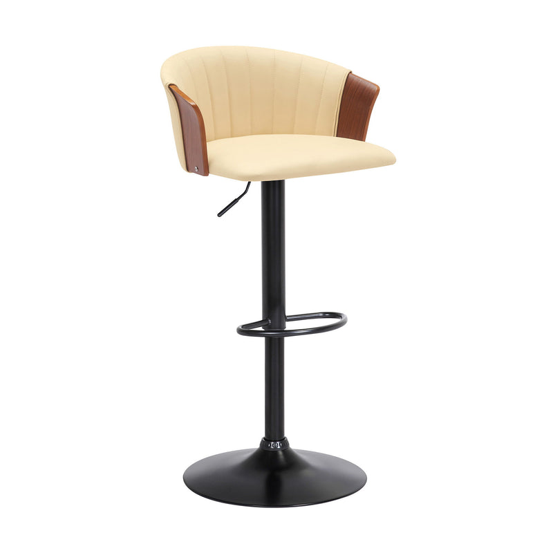 Faux Leather With Metal Swivel Adjustable Height Bar Chair - Cream And Black
