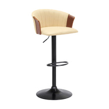 Load image into Gallery viewer, Faux Leather With Metal Swivel Adjustable Height Bar Chair - Cream And Black
