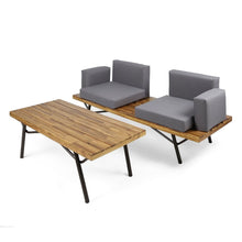 Load image into Gallery viewer, 2 Piece Patio Set With Loveseat And Coffee Table - Natural / Dark Gray
