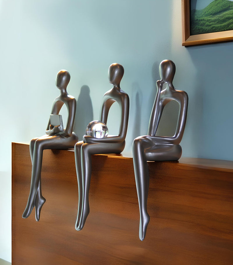 People Tabletop Sculpture (Set of 3) - Silver