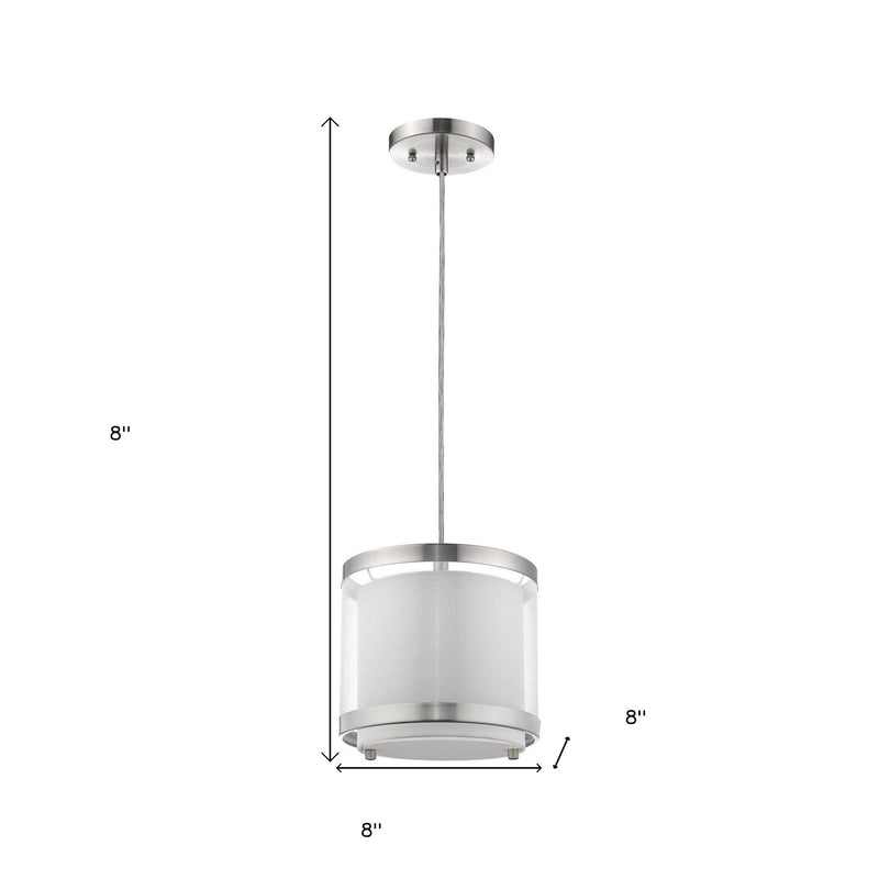 Hanging Light With Fabric Shade - White / Silver