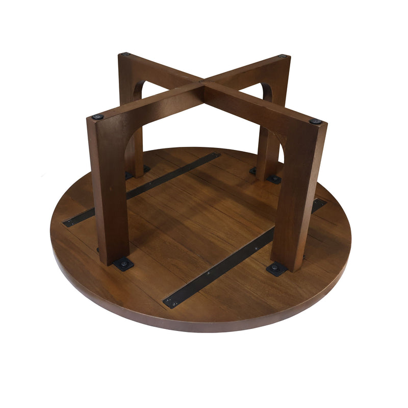 36" Solid Wood Round Cross Legs Coffee Table - Brown