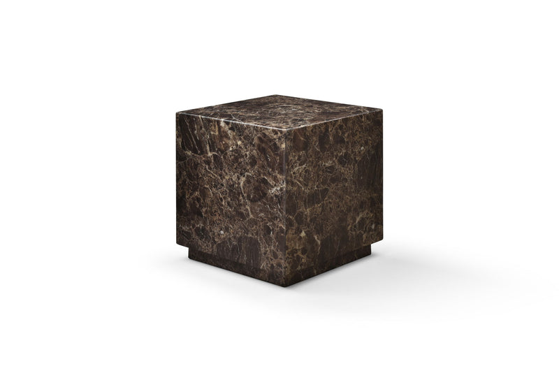 Marble Square Block End Table - Brown