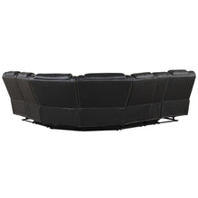 Load image into Gallery viewer, Modern Faux Leather Manual Reclining with Center Console with LED Light Strip,Living Room Furniture Set,PU Symmetrical Couch with 2 Cup Holders and Storage for Living room,Black
