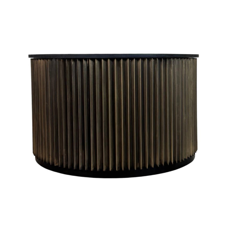 Round Drum Coffee Table (745564) - Black / Brass