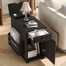 Load image into Gallery viewer, Vintage Flip Top Side Table With USB Ports
